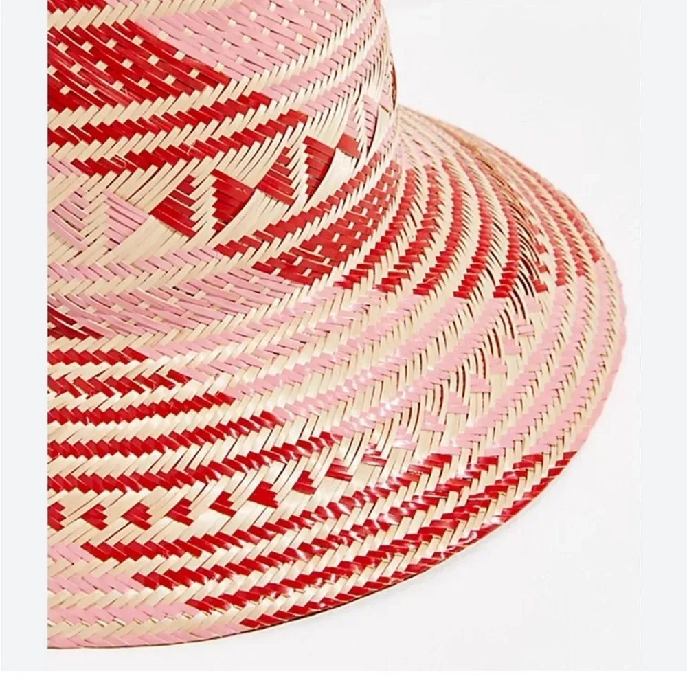 Free People Tierra Santa Wayuu Hat Red and Pink Woven Straw Hat